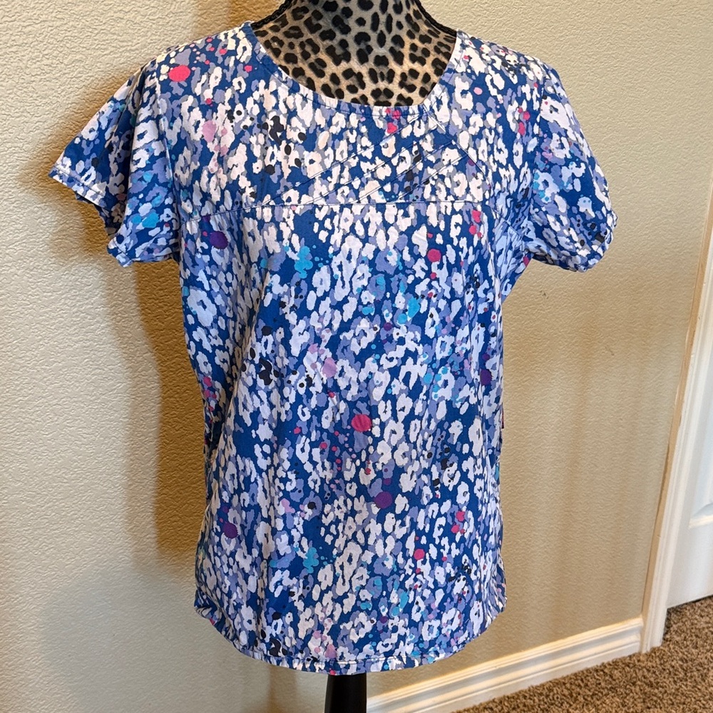Blue and white Women's scrub Top